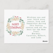 Kerstkrans en script | Vrolijk kerstfeest Briefkaart (Achterkant)