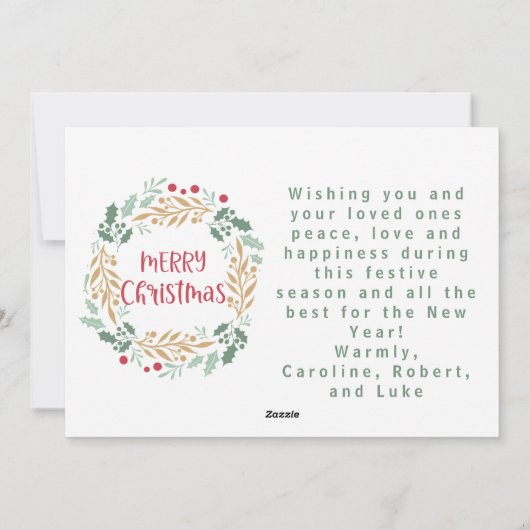 Kerstkrans en script | Vrolijk kerstfeest Feestdagenkaart (Achterkant)