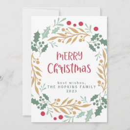 Kerstkrans en script | Vrolijk kerstfeest Feestdagenkaart