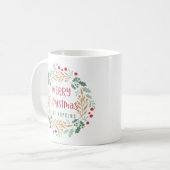 Kerstkrans en script | Vrolijk kerstfeest Koffiemok (Voorkant links)