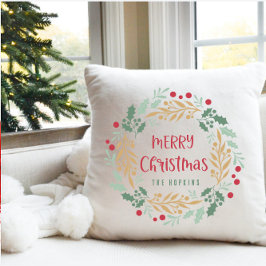 Kerstkrans en script | Vrolijk kerstfeest Kussen