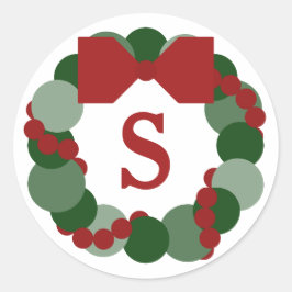 Kerstkrans envelop afdichtingen, aangepaste monogr ronde sticker