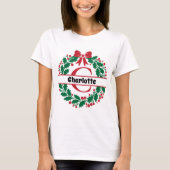 Kerstkrans Familie Bijpassende Naam letter C T-shirt (Voorkant)