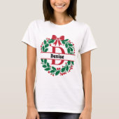 Kerstkrans Familie Bijpassende Naam letter D T-shirt (Voorkant)