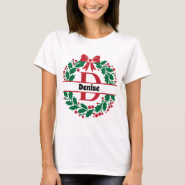 Kerstkrans Familie Bijpassende Naam letter D T-shirt