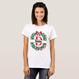 Kerstkrans Familie Bijpassende Naam letter D T-shirt