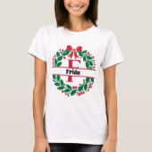Kerstkrans Familie Bijpassende Naam letter F T-shirt (Voorkant)