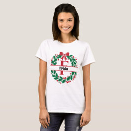 Kerstkrans Familie Bijpassende Naam letter F T-shirt
