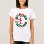 Kerstkrans Familie bijpassende Naam letter J T-shirt (Voorkant)