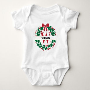 Kerstkrans Familie bijpassende Naam letter W Romper