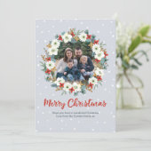 Kerstkrans familie foto Kerstmis Kaart (Staand voorkant)