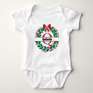 Kerstkrans Familie Matching Naam letter Q Romper
