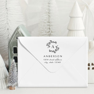 Kerstkrans Familie Monogram Adres Rubberstempel