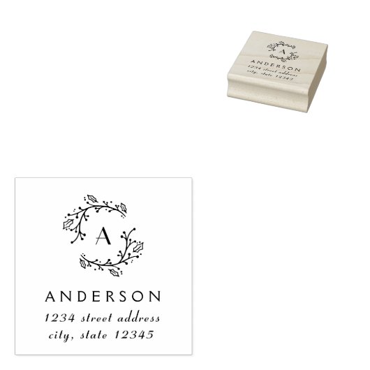 Kerstkrans Familie Monogram Adres Rubberstempel (Gestempeld)