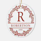 Kerstkrans Familie Monogram Foto Keramisch Ornament (Links)
