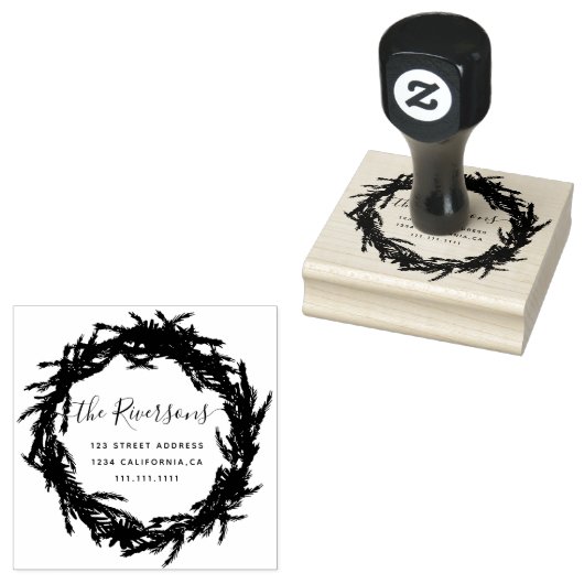 Kerstkrans familienaam typografie script rubberstempel (Gestempeld)