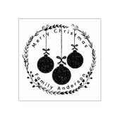 Kerstkrans & Feestelijke Baubles Familienaam Rubberstempel (Afrduk)