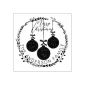 Kerstkrans & Feestelijke Baubles Familienaam Rubberstempel (Afrduk)