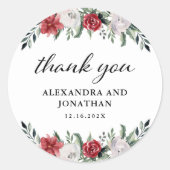 kerstkrans | Floral Holiday Wedding Classic Ronde Sticker (Voorkant)