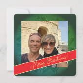 Kerstkrans + Foto Flat Holiday Kaart (Voorkant)
