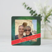 Kerstkrans + Foto Flat Holiday Kaart (Staand voorkant)