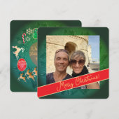Kerstkrans + Foto Flat Holiday Kaart (Voorkant / Achterkant)