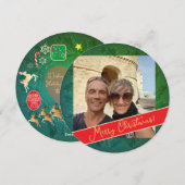 Kerstkrans + Foto Flat Holiday Kaart (Voorkant / Achterkant)