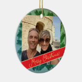 Kerstkrans + foto keramisch ornament (Rechts)