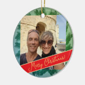 Kerstkrans + foto keramisch ornament (Links)