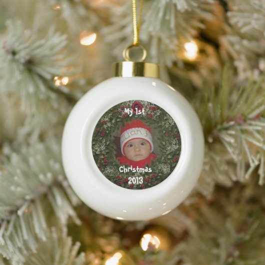 Kerstkrans Foto Keramische Boomornament Bal Ornament (Boom)