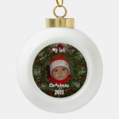Kerstkrans Foto Keramische Boomornament Bal Ornament (Voorkant)