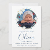 Kerstkrans foto Nieuwe baby geboorte aankondiging (Voorkant)