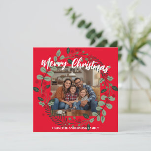 Kerstkrans Foto Persoonlijke Familie N Bedankkaart