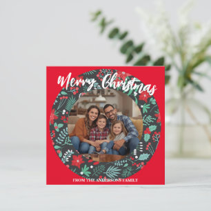 Kerstkrans Foto Persoonlijke Familie N Feestdagenkaart