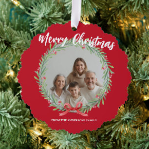 Kerstkrans Foto Persoonlijke Familie N Ornament Kaart