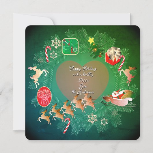 Kerstkrans + Foto Plat Kerstkaart (Voorkant)