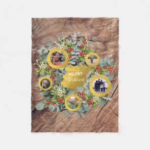 Kerstkrans Fotocollage Vakantiefoto Fleece Deken