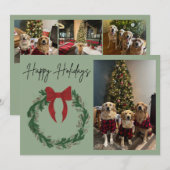 Kerstkrans Fotokaart Gelukkig Kerstfeest Feestdagenkaart (Voorkant / Achterkant)