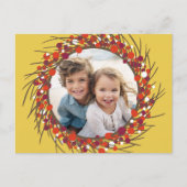 Kerstkrans Fotolijst - geel rood Feestdagenkaart (Voorkant)