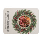 Kerstkrans Fototemplate Aangepaste Tekst Magneet (Horizontaal)