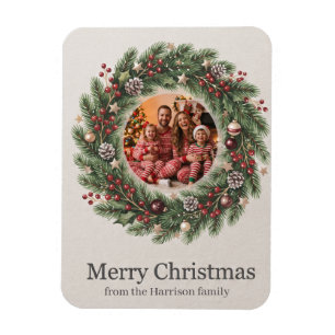 Kerstkrans Fototemplate Aangepaste Tekst Magneet