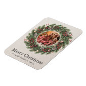Kerstkrans Fototemplate Aangepaste Tekst Magneet (Linkerzijde)