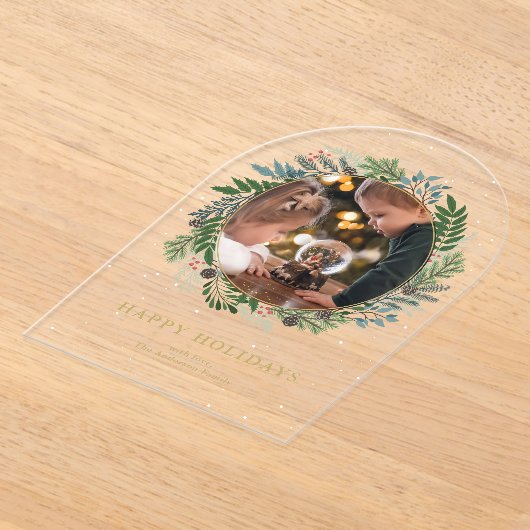Kerstkrans Fotovakantie Acryl Uitnodigingen (Laagn)