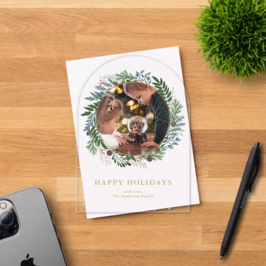 Kerstkrans Fotovakantie Acryl Uitnodigingen (Insitu (Uitnodiging))