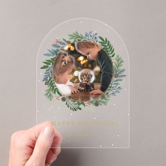 Kerstkrans Fotovakantie Acryl Uitnodigingen (Insitu (Draagbaar))