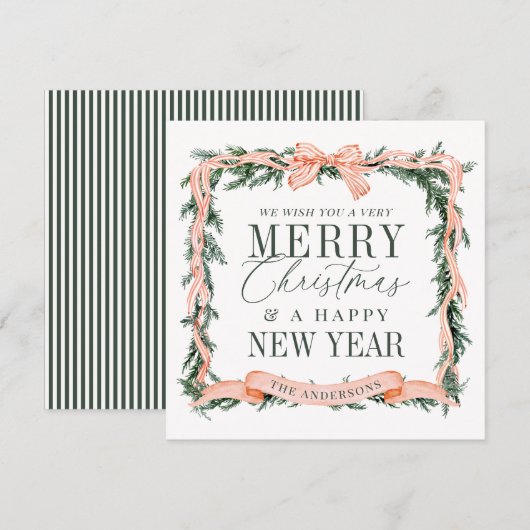 Kerstkrans Frame Vakantie Notitiekaartje (Voorkant / Achterkant)