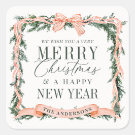 Kerstkrans Frame Vakantie Vierkante Sticker