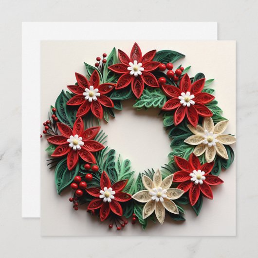 Kerstkrans ganzepen kerstkaart (Voorkant / Achterkant)