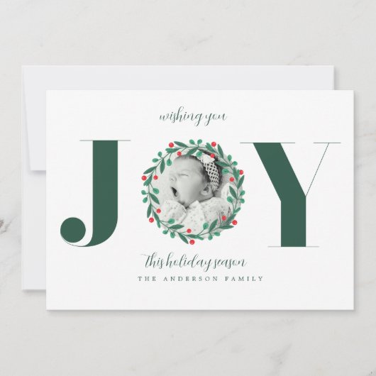 Kerstkrans Geboorteaankondiging Nieuwe Baby Kaart (Voorkant)