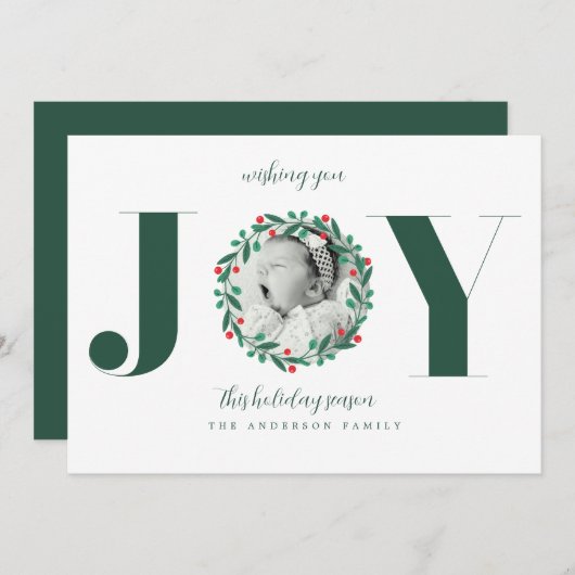 Kerstkrans Geboorteaankondiging Nieuwe Baby Kaart (Voorkant / Achterkant)